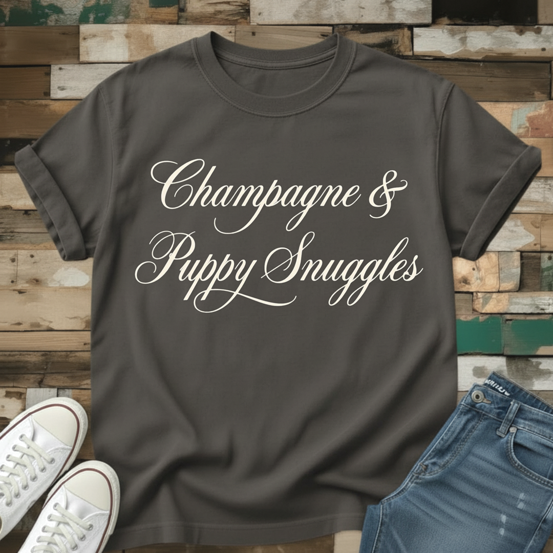 Champagne & Puppy Snuggles T-Shirt
