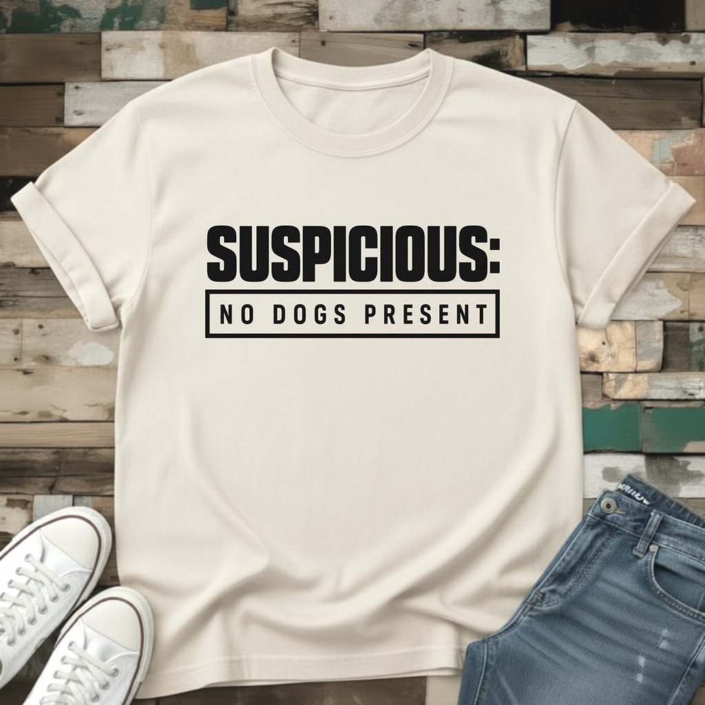 Suspicious: No Dogs Present T-Shirt