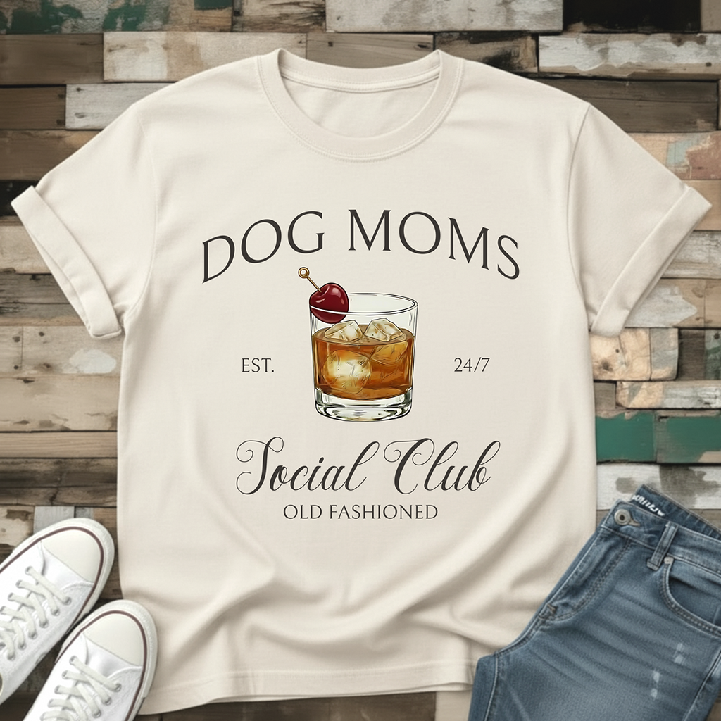Dog Moms Old Fashioned Social Club T-Shirt