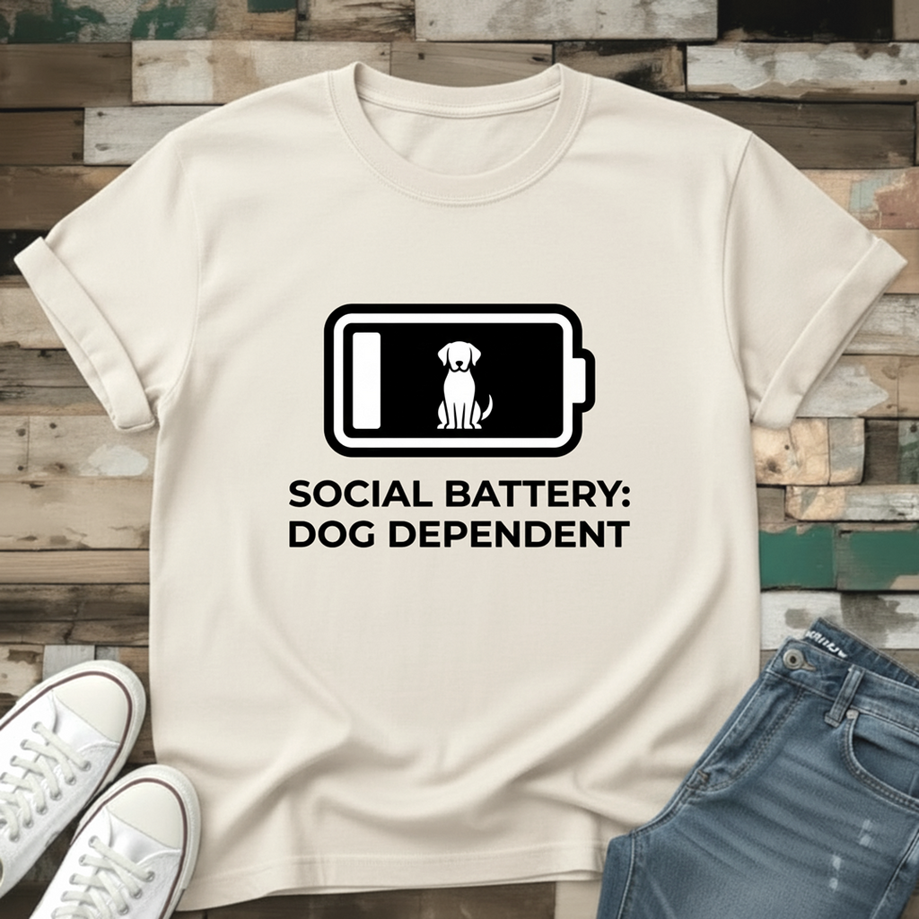Social Battery: Dog Dependent T-Shirt