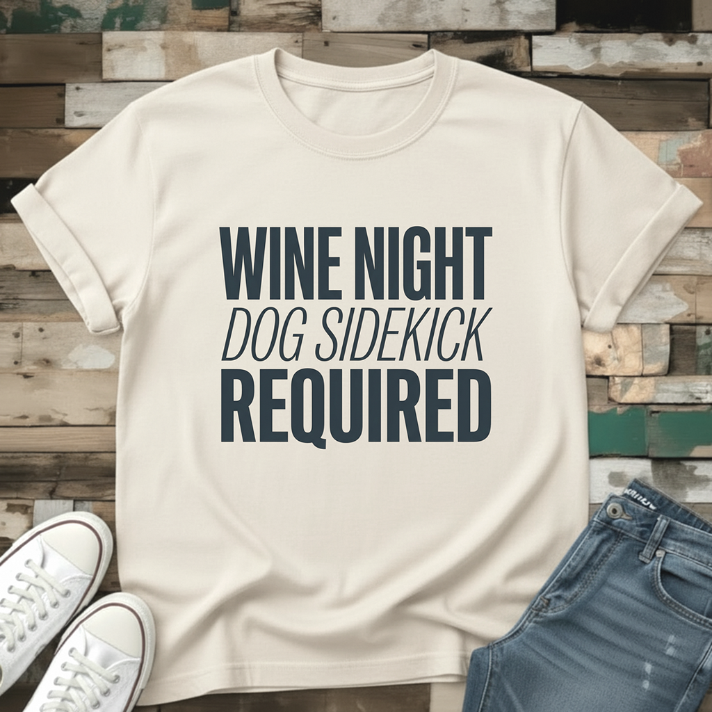Wine Night.  Dog Sidekick Required T-Shirt