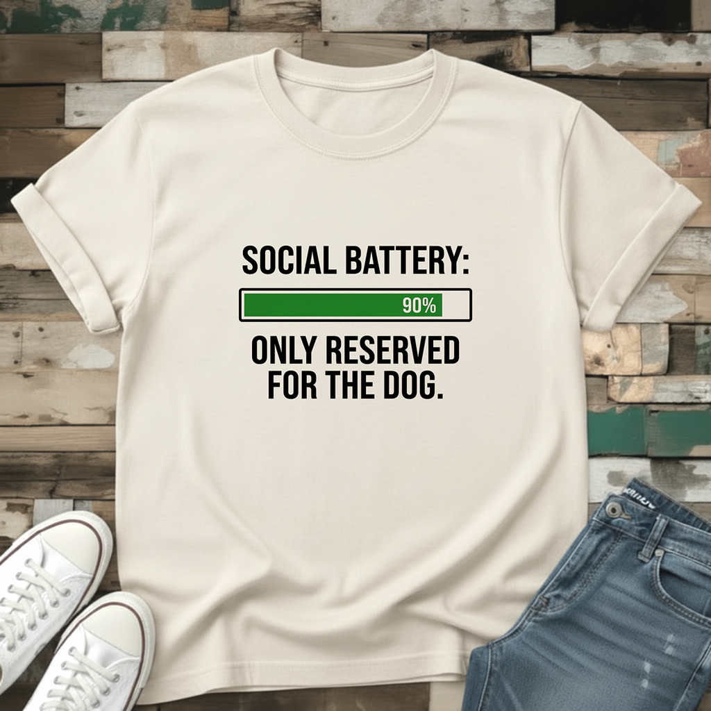 Social Battery: Only Reserved For The Dog T-Shirt