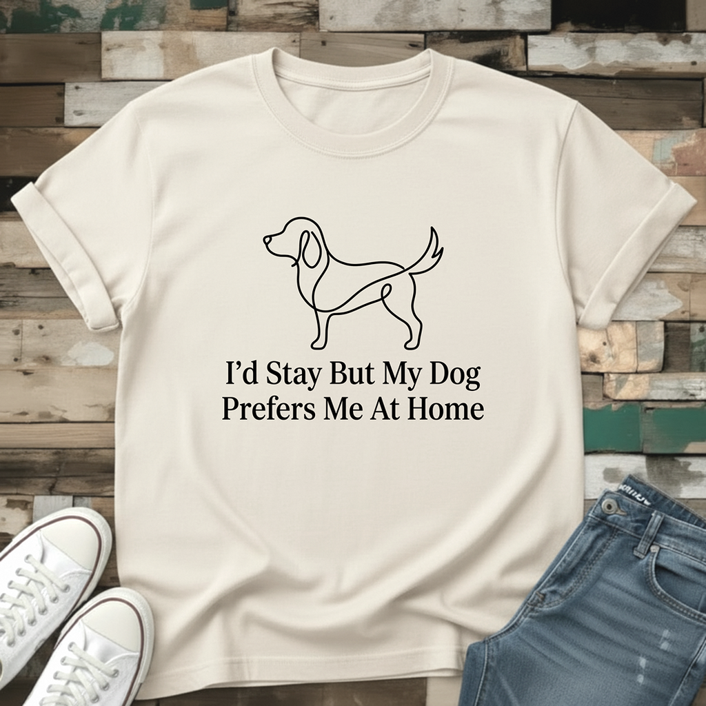 I'd Stay But My Dog Prefers Me At Home T-Shirt