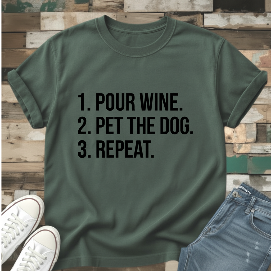 Pour Wine. Pet The Dog. Repeat T-Shirt