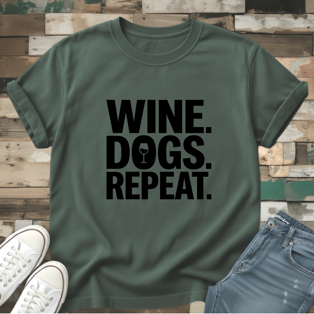 Wine Dog Repeat T-Shirt