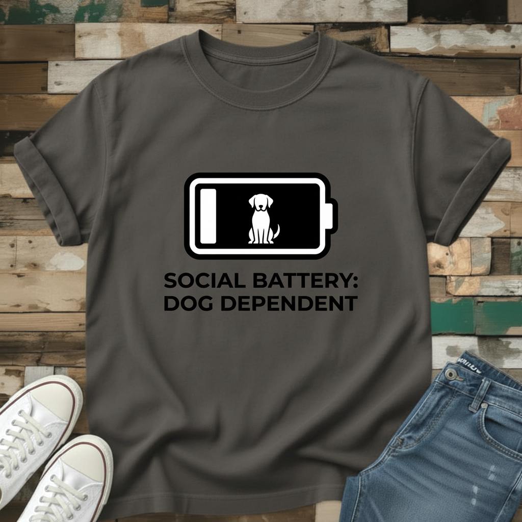 Social Battery: Dog Dependent T-Shirt