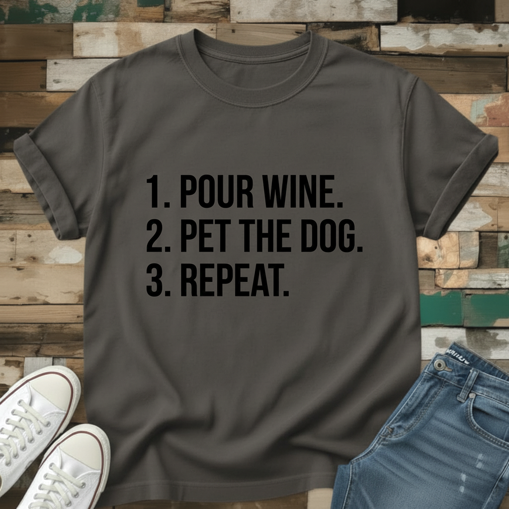 Pour Wine. Pet The Dog. Repeat T-Shirt